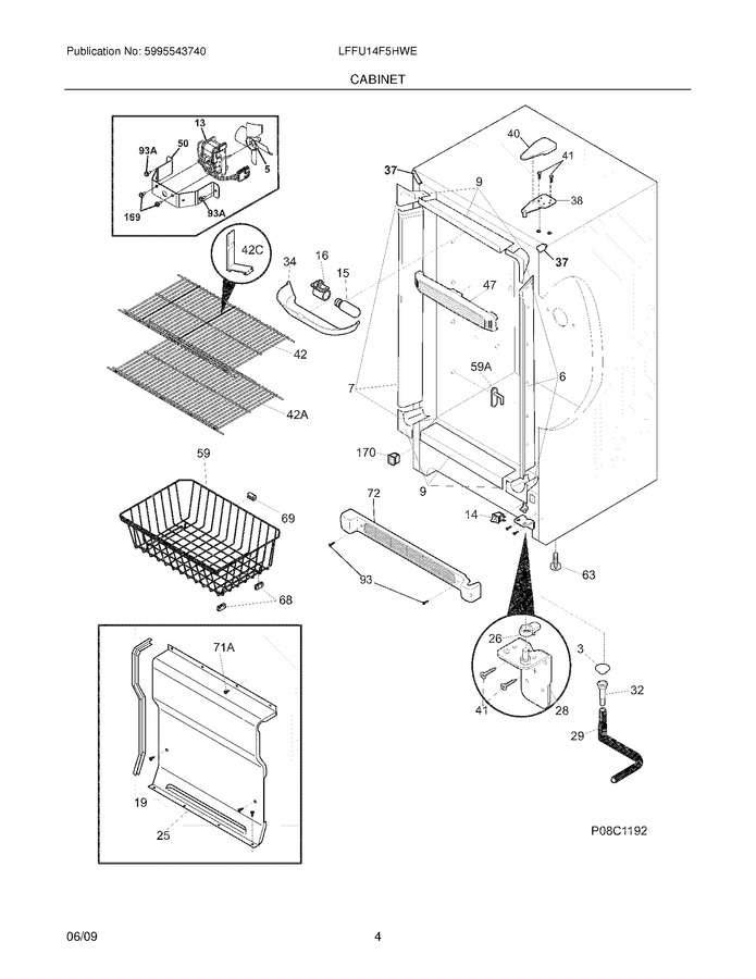 Frigidaire LFFU14F5HWE Parts List