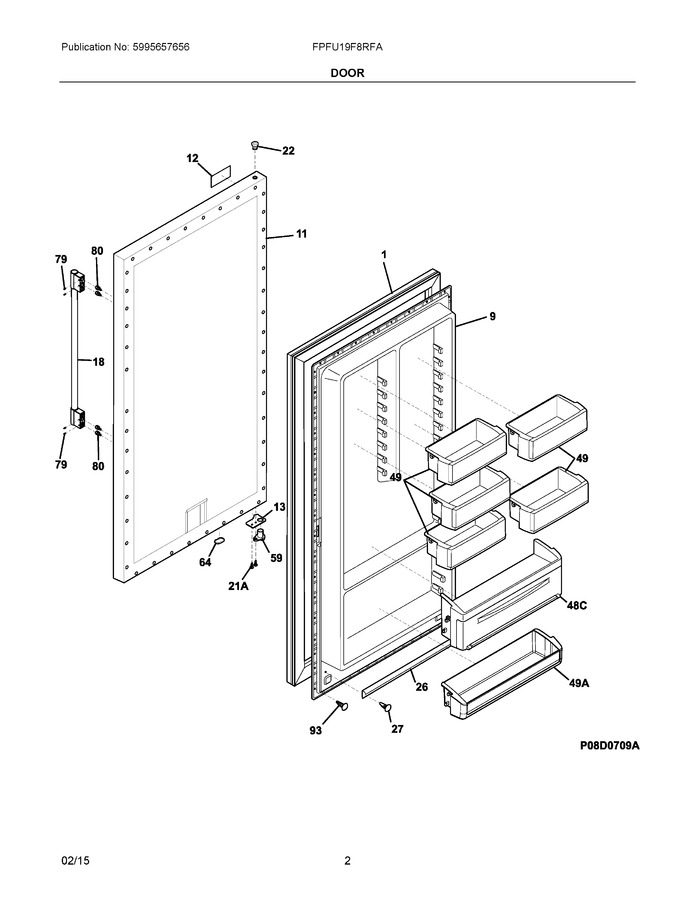 Frigidaire 297330301 ハンドルアセンブリ-