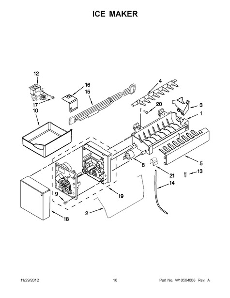 WPW10300025 - Refrigerator Ice Mold & Heater Assembly