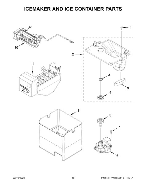 Refrigerator Ice Container (replaces W10347093) WPW10347093 parts