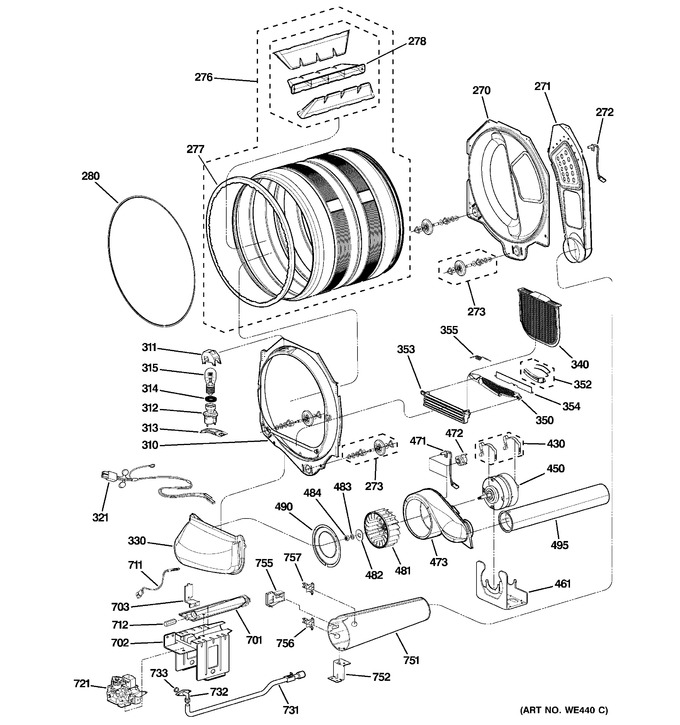 General Electric We17x10008 Motor Asm - Blower 