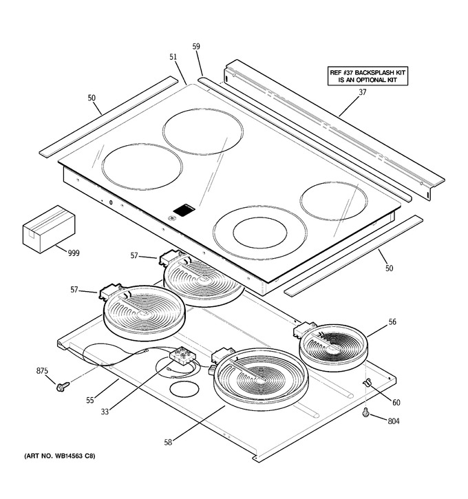 General Electric WB62T10726 MAINTOP GLASS ASM (BK) | Coast Appliance Parts