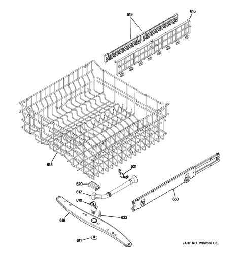 Ge dishwasher best sale upper rack wheels